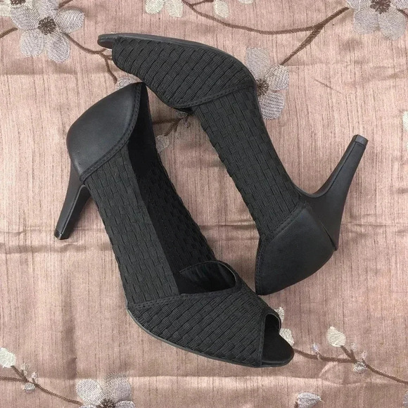 Dexflex Women’s Heels 9.5 Black Open Toe Strapless Pumps - Picture 3 of 8